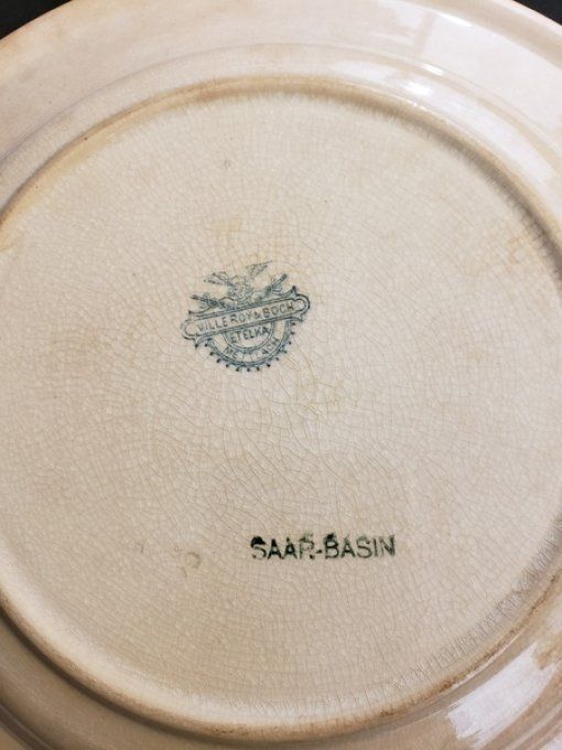 Assiette ancienne Villeroy & Boch “Etelka” — Mettlach (Saar-Basin) — décor bleu