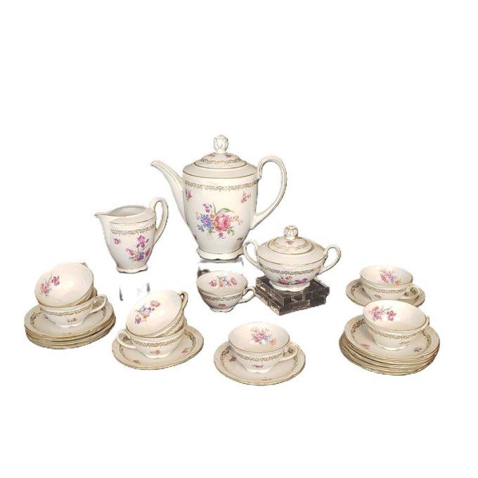 Élégant service à café/thé en porcelaine fine de Bavière (Allemagne), manufacture Schlosser Bavaria,