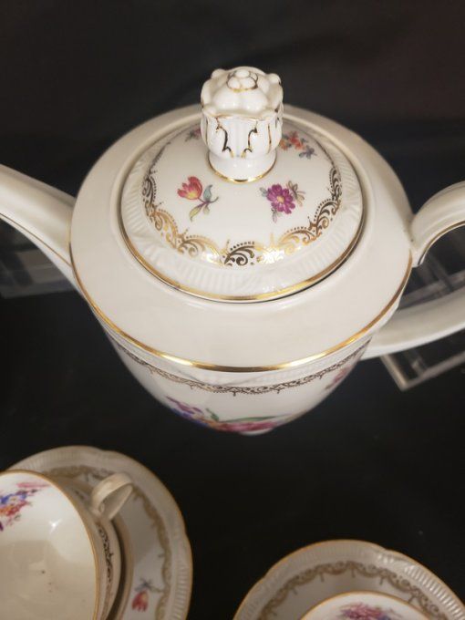 Élégant service à café/thé en porcelaine fine de Bavière (Allemagne), manufacture Schlosser Bavaria,