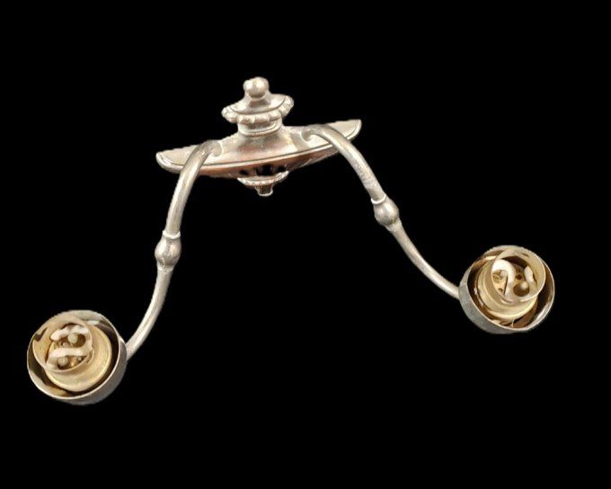 Applique murale double en laiton nickelé – style classique