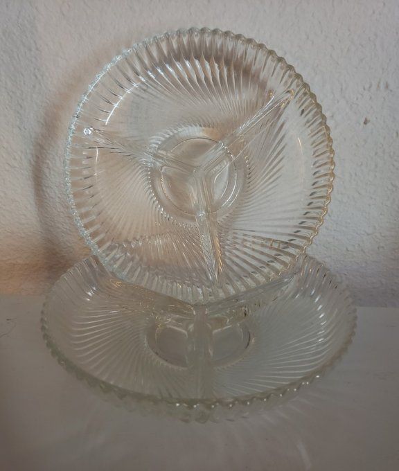 Paire de Plats Vintage 1960   en Verre Transparent – 