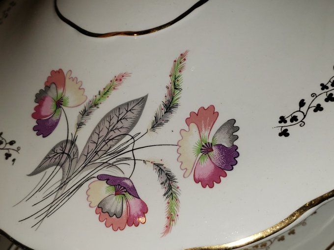 Superbe service de vaisselle ancien K.G. Lunéville – Modèle “Anémone” – Années 40/50