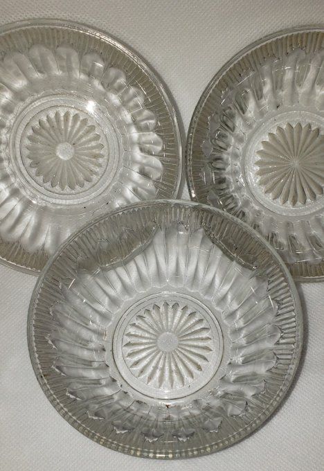 Charmant lot de 8 coupelles en verre ancien – Style Art Déco - Années 50
