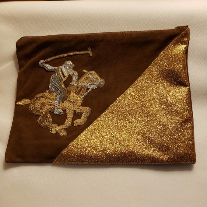 Grande pochette cuir et lurex