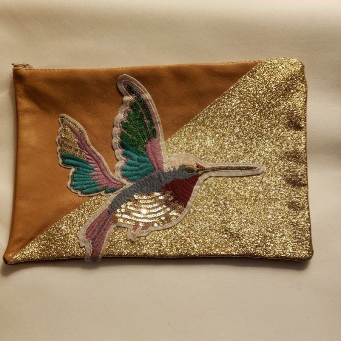 Grande pochette cuir et lurex