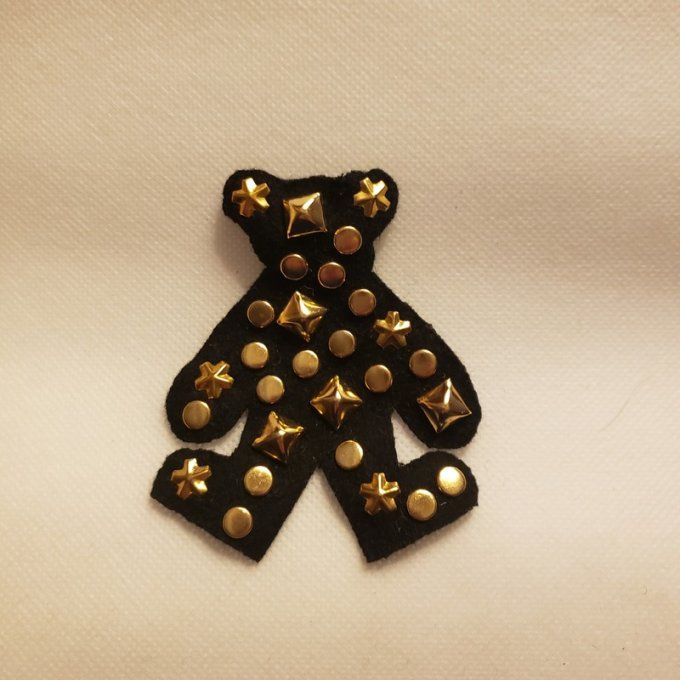 Broche nounours - fait main - Clous dorés