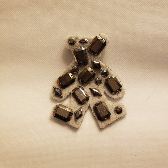 Broche nounours - fait main - cabochons  dans les tons de bruns