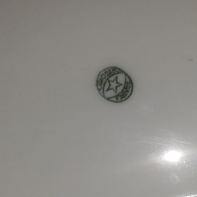 Plat ovale vintage en porcelaine de Limoges décor bleu floral 