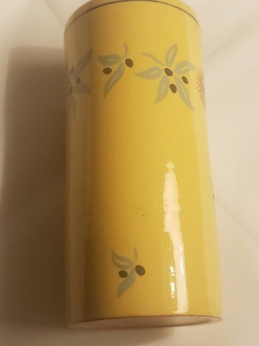 Rafraichissoir en argile émaillé - Décor floral style provençal