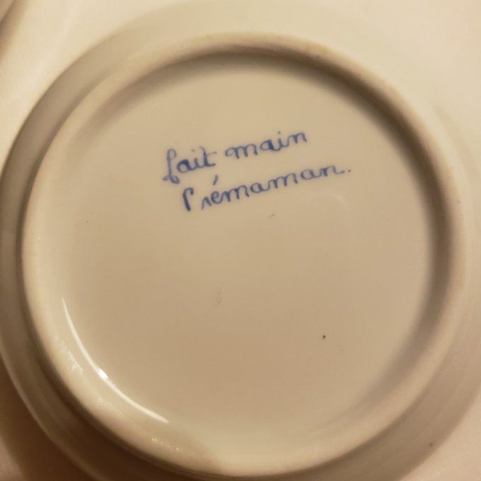 Ancienne assiette de bébé chauffante et son bol « Maison au jardin » années 80