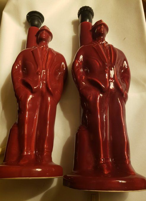 Paire de lampes décoratives vintage en céramique vernissée