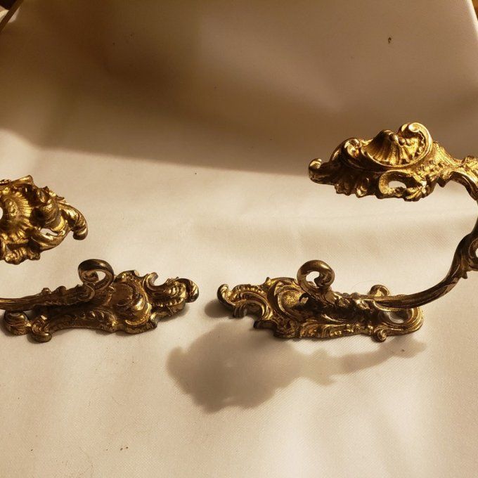 Paire d’embrasses à rideaux en bronze doré – Style Louis XV Rocaille – France XIXᵉ siècle