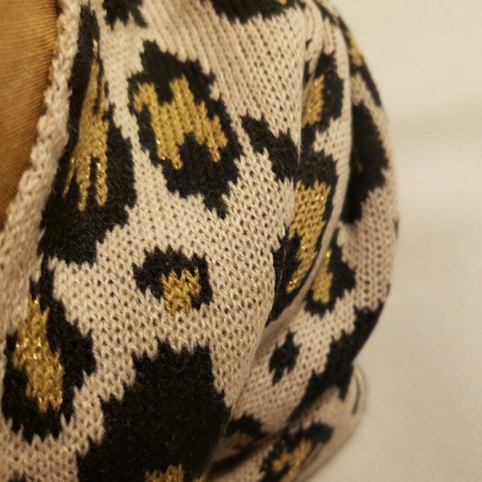 Béret créateur motif léopard doré- Pièce unique-