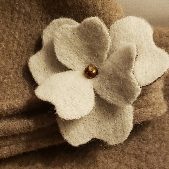 Ensemble snood + chapeau en laine bouillie beige – création artisanale