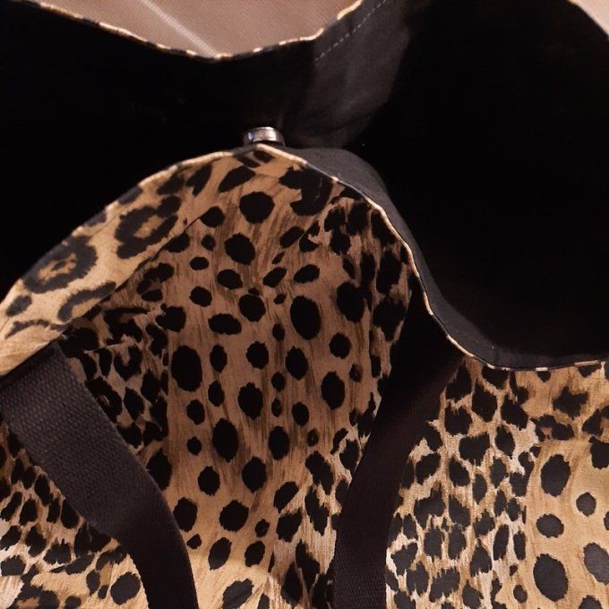 Grand cabas -Tissus motif Panthère - Fait main