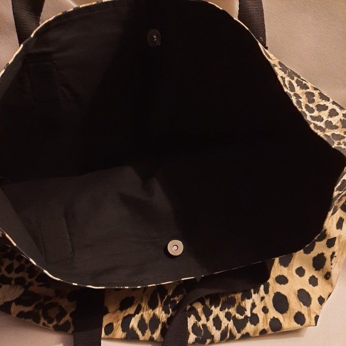 Grand cabas -Tissus motif Panthère - Fait main