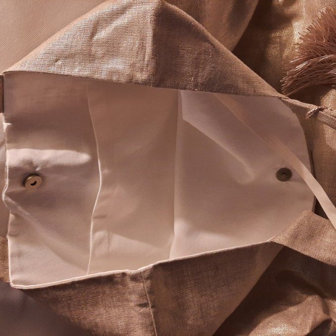 Grand cabas- Tissus lin mordoré-Fait main