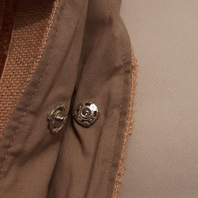 Cabas en toile de jute rayée de bandes pailletées - Fait main