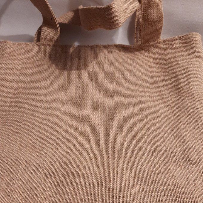 Cabas en toile de jute rayée de bandes pailletées - Fait main