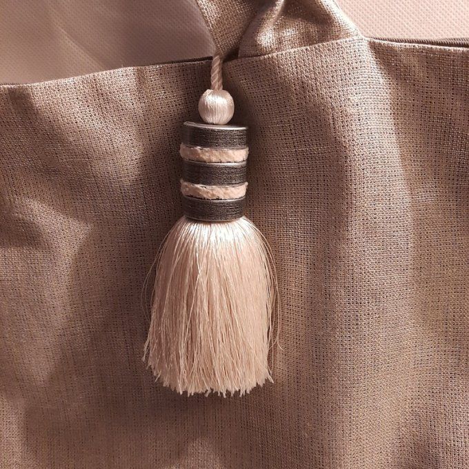 Grand cabas- Tissus lin mordoré-Fait main