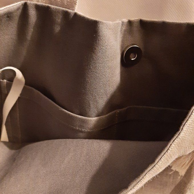 Grand cabas- Tissus lin mordoré-Fait main