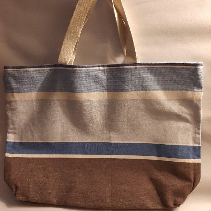 Grand sac cabas en tissus bayadère – Fait main 