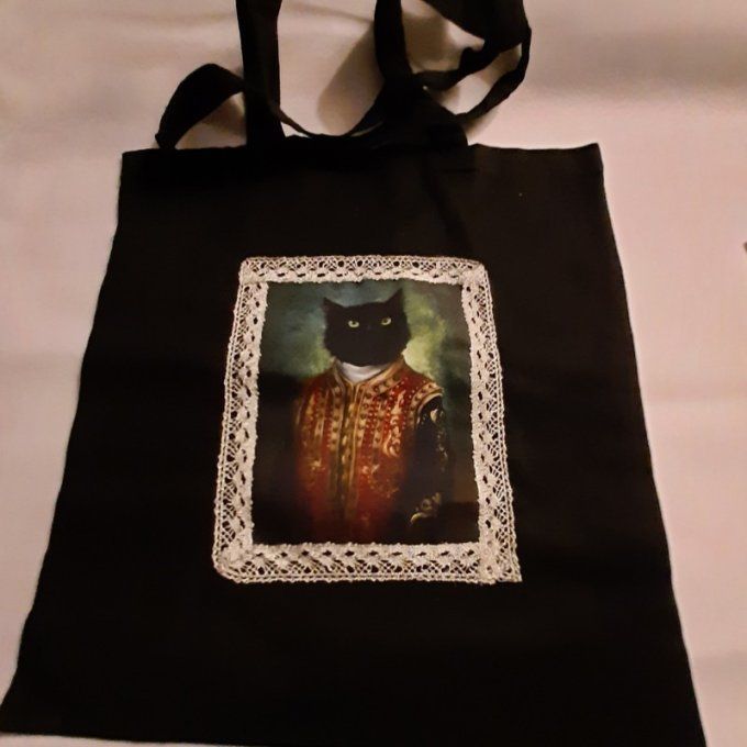 Tote-bag  toile de coton noir  pour faire ses courses avec chic! 