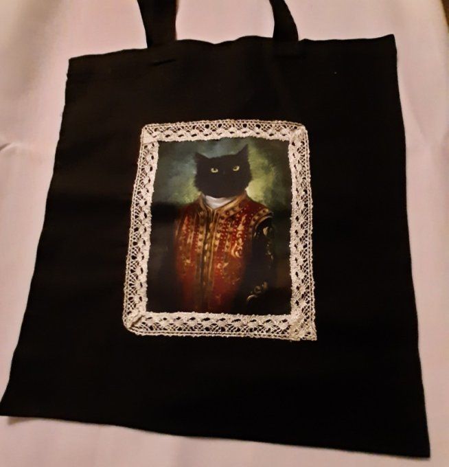 Tote-bag  toile de coton noir  pour faire ses courses avec chic! 