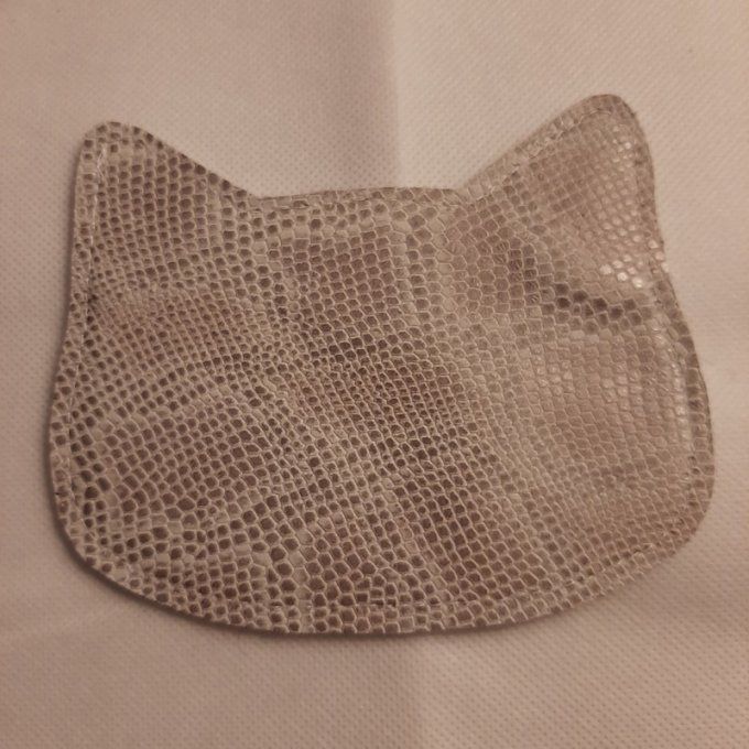 Mignon petit porte monnaie tête de chat - beige