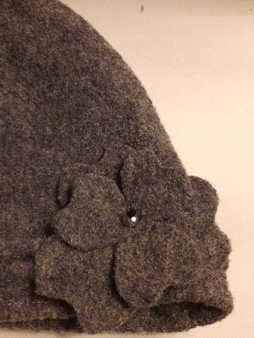 Ensemble snood + chapeau en laine bouillie gris – création artisanale