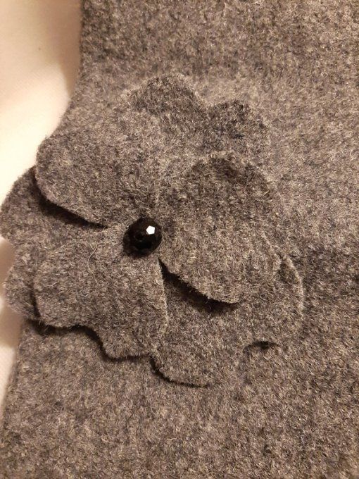 Ensemble snood + chapeau en laine bouillie gris – création artisanale