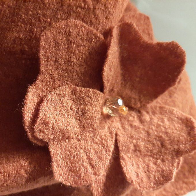 Ensemble snood + chapeau en laine bouillie orange – création artisanale