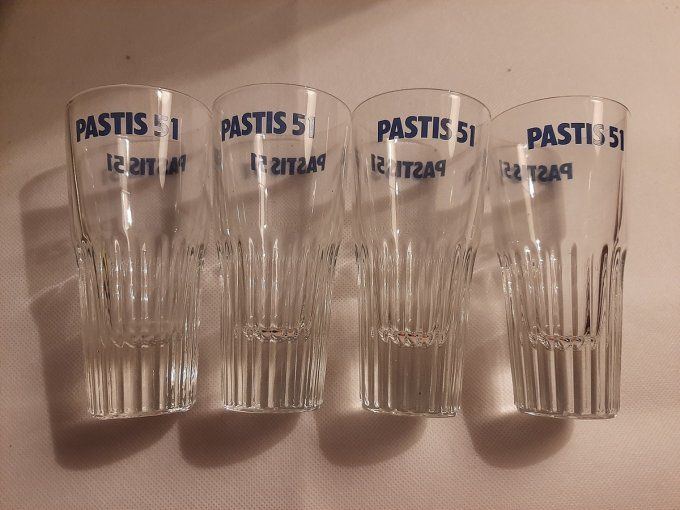 Lot de 4 verres Pastis 51 –  Bistrot -Vintage 