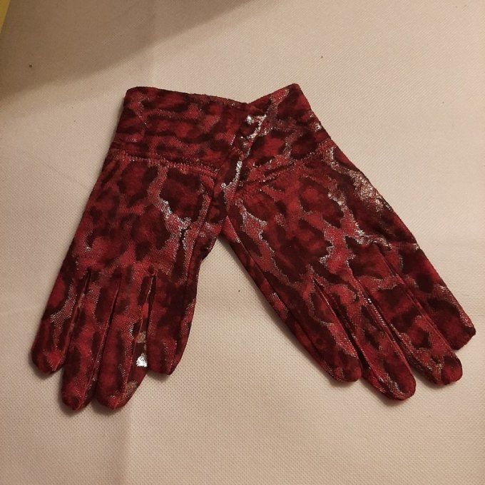 Paire de Gants élégants en cuir imprimé  