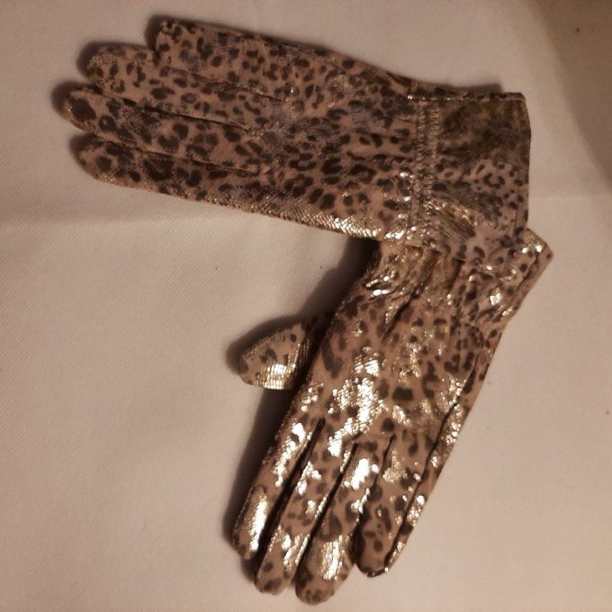 Paire de Gants élégants en cuir glacé imprimé  