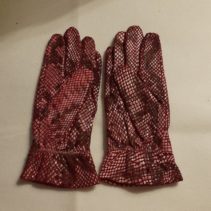 Paire de Gants élégants en cuir glacé imprimé  