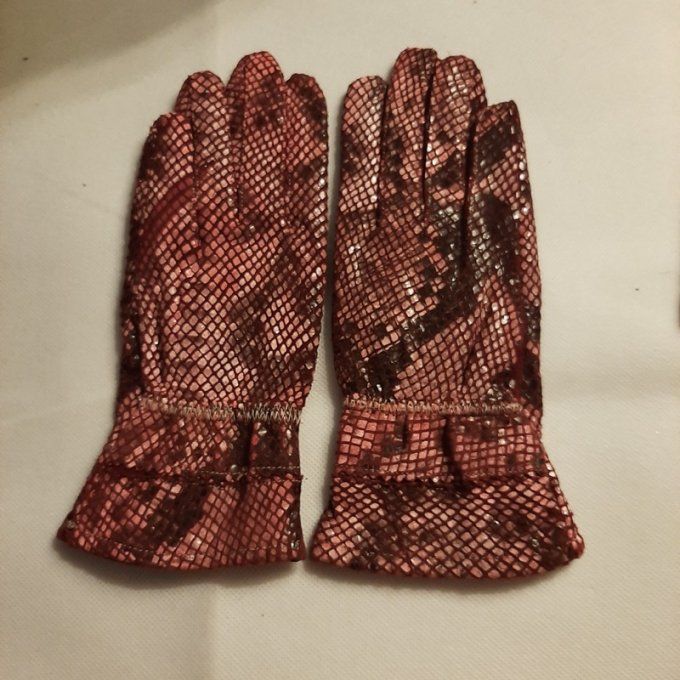 Paire de Gants élégants en cuir glacé imprimé  