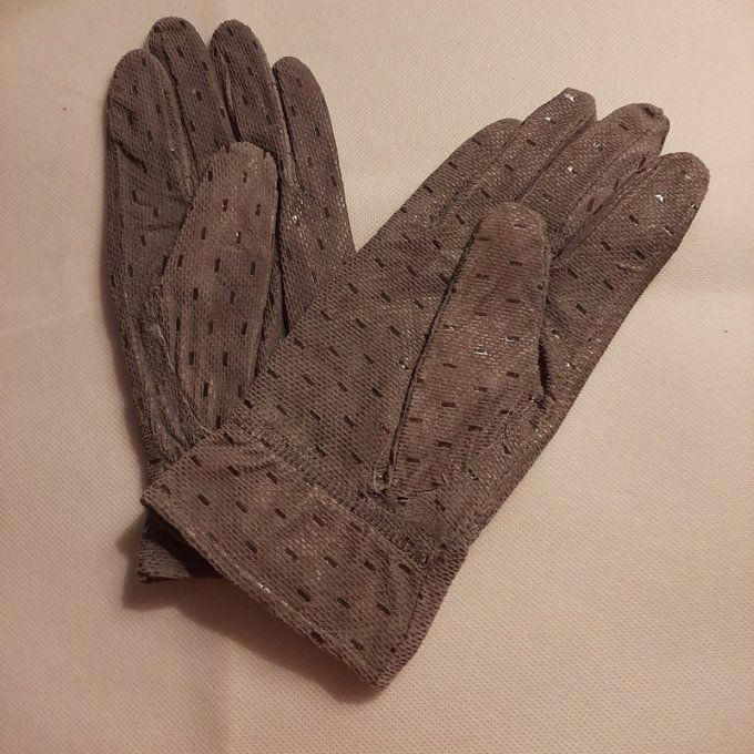 Paire de gant en cuir souple - couleur gris taupe