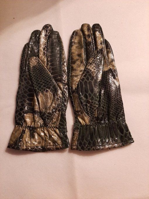 Paire de Gants élégants en cuir imprimé  
