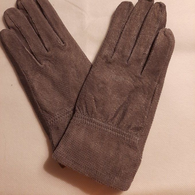 Paire de gant en cuir souple - couleur  taupe