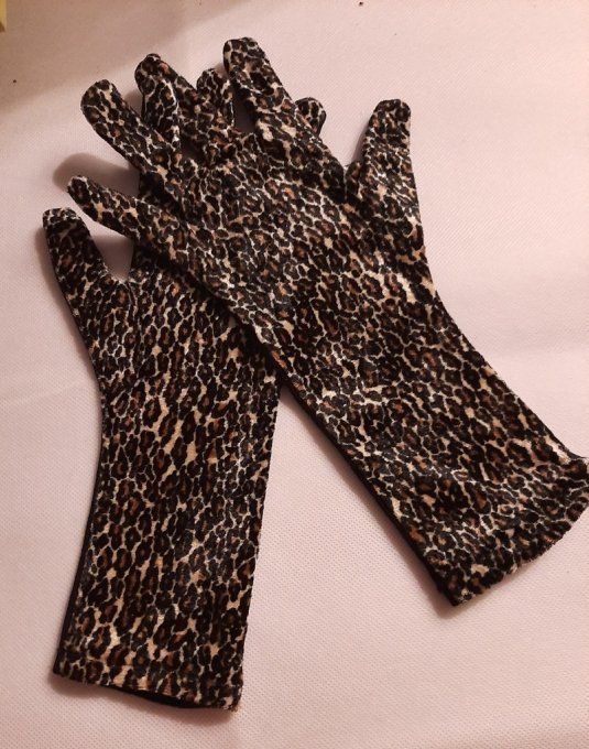 Paire de gants en tissus- Impression panthère