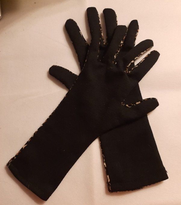 Paire de gants en tissus- Impression panthère
