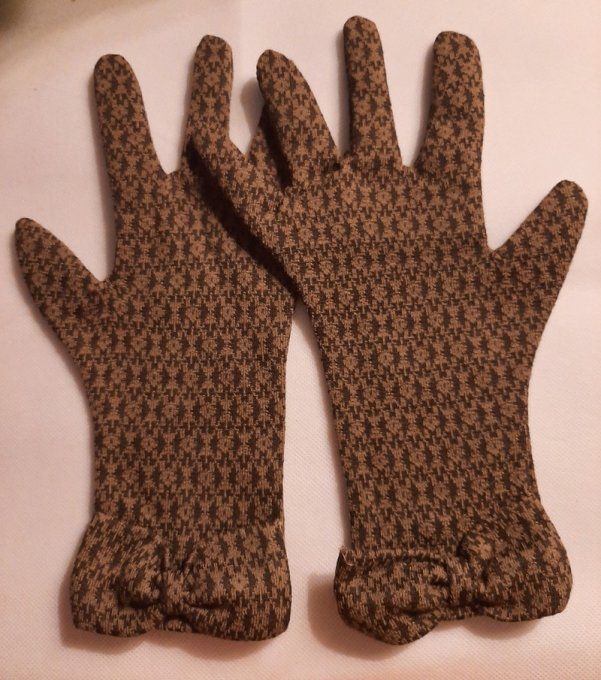 Paire de gants en lainage imprimé - Pièce unique