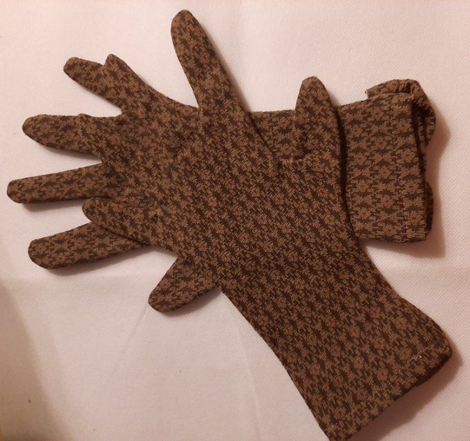 Paire de gants en lainage imprimé - Pièce unique