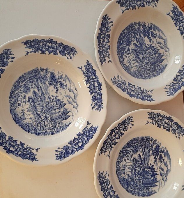 3 assiettes publicitaires BP vintage – Porcelaine Pyroblan – Années 70