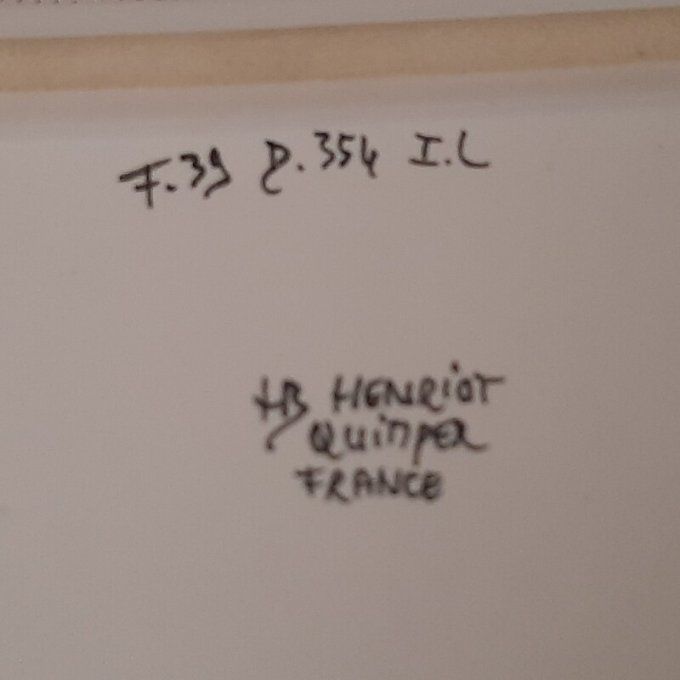 Ravier vintage HB Henriot Quimper – Décor floral bleu et blanc 