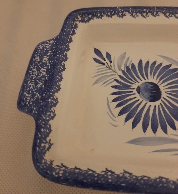 Ravier vintage HB Henriot Quimper – Décor floral bleu et blanc 