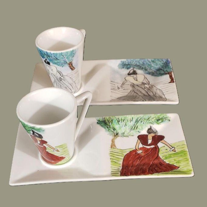 Toi & Moi  en faïence peinte à la main– Thème provençal 