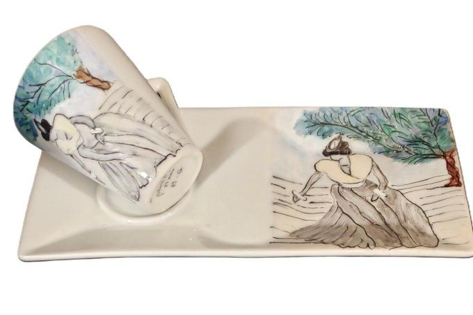 Toi & Moi  en faïence peinte à la main– Thème provençal 