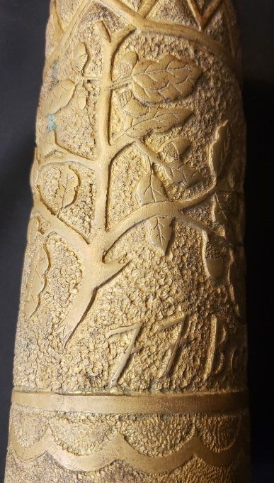 Vase dans ancienne douille d’obus calibre 77mm– Art de tranchée 1914-1918 – 